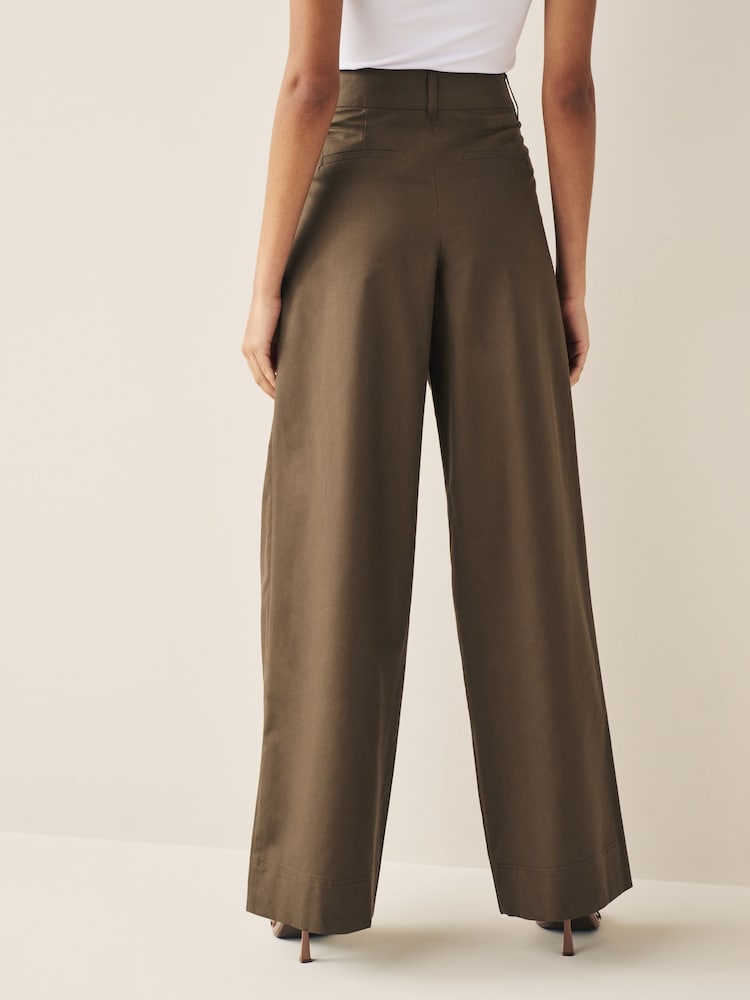 Schokoladenbraun - Elegante Hose mit weitem Bein aus Baumwollmix - Bild 2 von 7