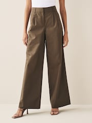 Schokoladenbraun - Elegante Hose mit weitem Bein aus Baumwollmix - Bild 3 von 7