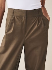 Schokoladenbraun - Elegante Hose mit weitem Bein aus Baumwollmix - Bild 5 von 7