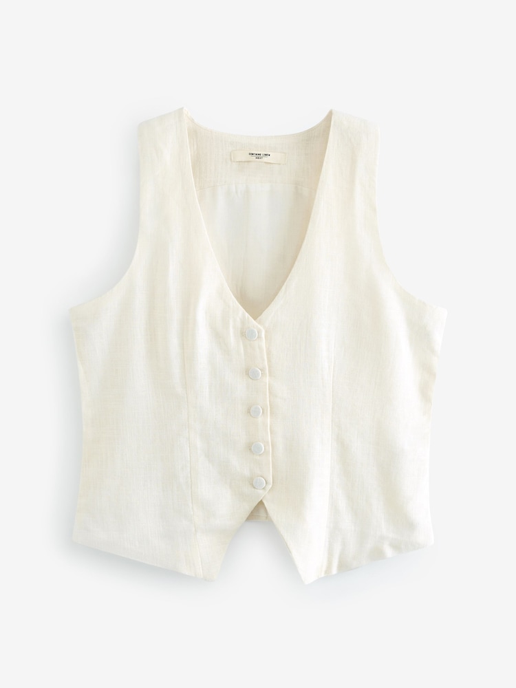 Ecru Linen Blend Summer Waistcoat - Image 2 of 13
