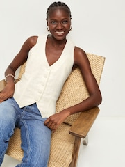 Ecru Linen Blend Summer Waistcoat - Image 7 of 13