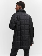 Mango Black Shirt Collar Quilted Anorak Jacket - Image 2 of 5