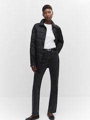 Mango Black Shirt Collar Quilted Anorak Jacket - Image 3 of 5
