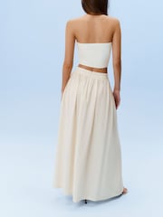 Ecru Textured Maxi Skirt With Beaded Belt - Image 2 of 6