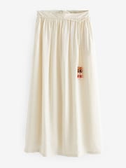 Ecru Textured Maxi Skirt With Beaded Belt - Image 5 of 6