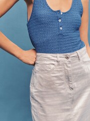 Silver Linen Blend Midi Skirt - Image 4 of 6