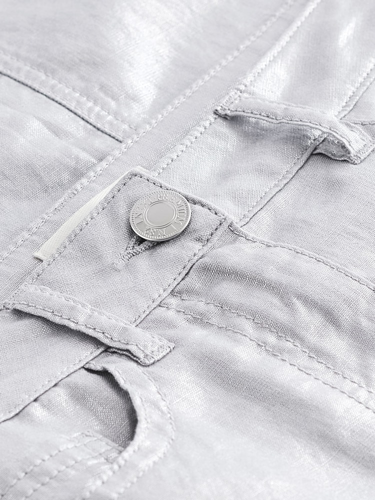 Silver Linen Blend Midi Skirt - Image 6 of 6