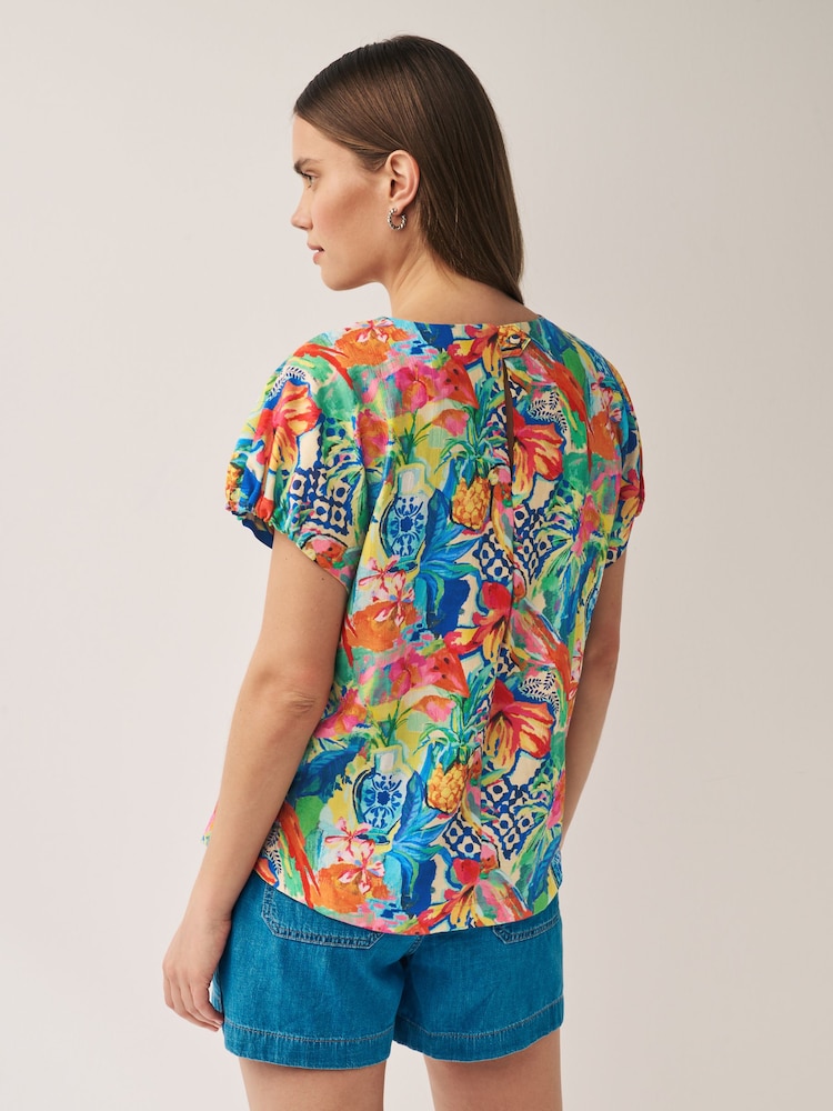 Multi Gathered Short Sleeve Textured Boxy T-Shirt - Image 2 of 5 Multi Gathered Short Sleeve Textured Boxy T-Shirt - Image 2 of 5