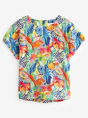 Mehrfarbig - Kastiges, strukturiertes T-Shirt mit Raffung - Bild 4 von 5
