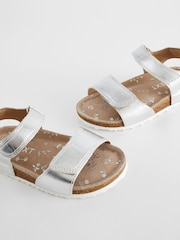 Silver Wide Fit (G) Leather Corkbed Sandals - Image 5 of 7