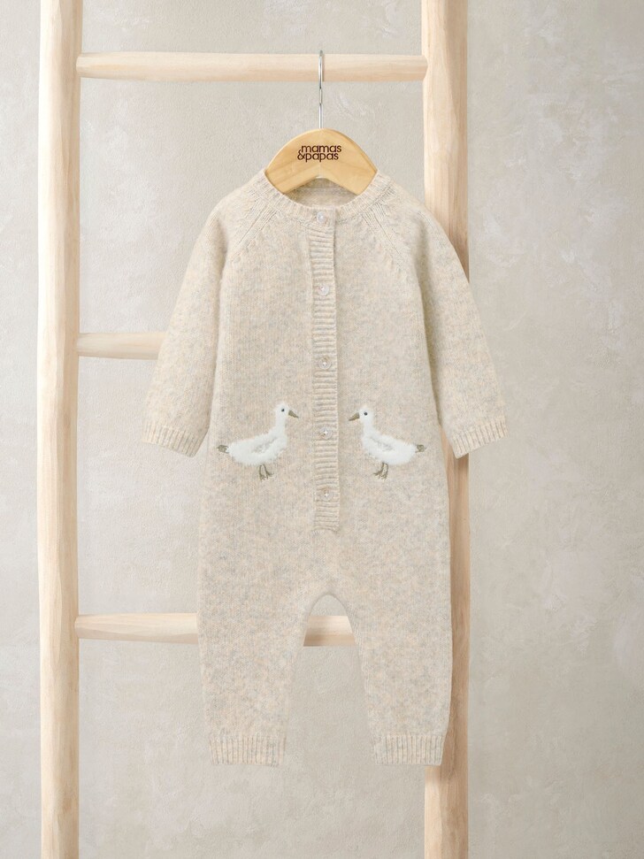 Mamas & Papas Brown Duck Knitted Romper