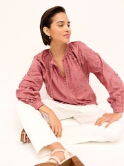 Blush Pink Tie Neck Floral Blouse - Image 2 of 6