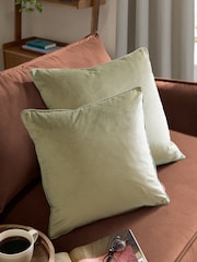 Furn Sage/Green Meridian Velvet 45 x 45cm Cushion Cover - Image 1 of 3