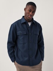 GANT Blue Wool Blend Overshirt - Image 1 of 4