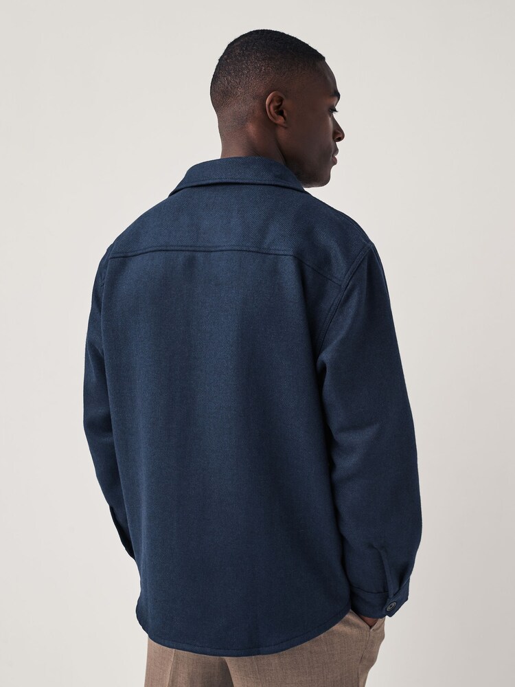 GANT Blue Wool Blend Overshirt - Image 2 of 4