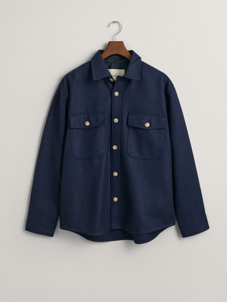 GANT Blue Wool Blend Overshirt - Image 4 of 4