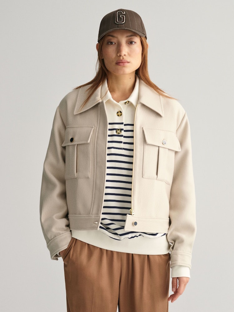 GANT Cream Textured Jacket - Image 1 of 14