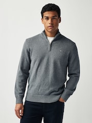 GANT Grey Casual 100% Cotton Quarter Zip Jumper - Image 1 of 4