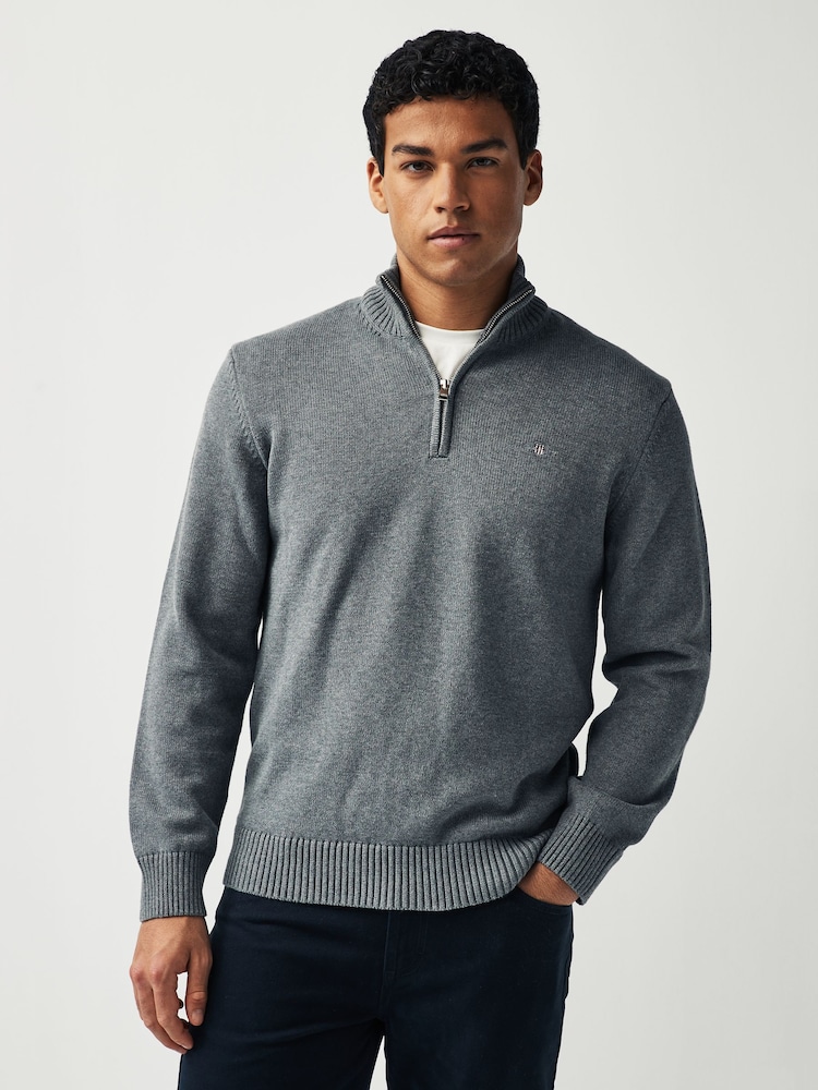 GANT Grey Casual 100% Cotton Quarter Zip Jumper - Image 1 of 4