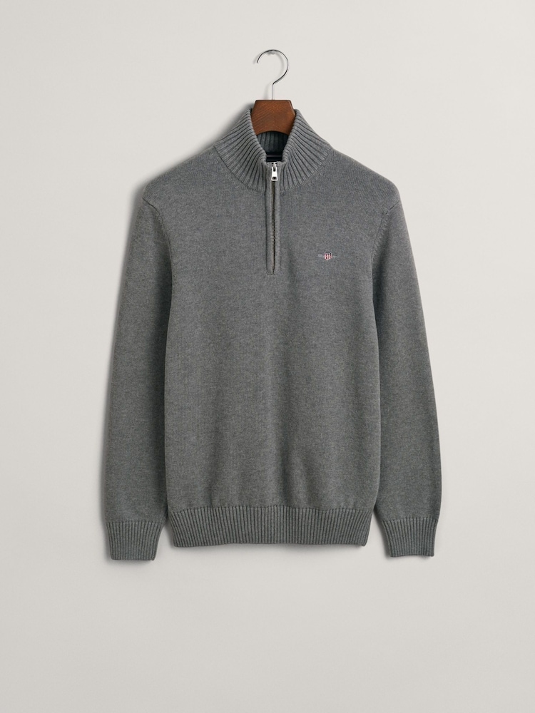Grau - GANT – lässiger Pullover mit Viertelreißverschluss aus 100 % Baumwolle - Bild 4 von 4 Grau - GANT – lässiger Pullover mit Viertelreißverschluss aus 100 % Baumwolle - Bild 4 von 4