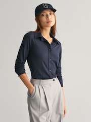 GANT Blue Slim Fit Jersey Shirt - Image 1 of 14