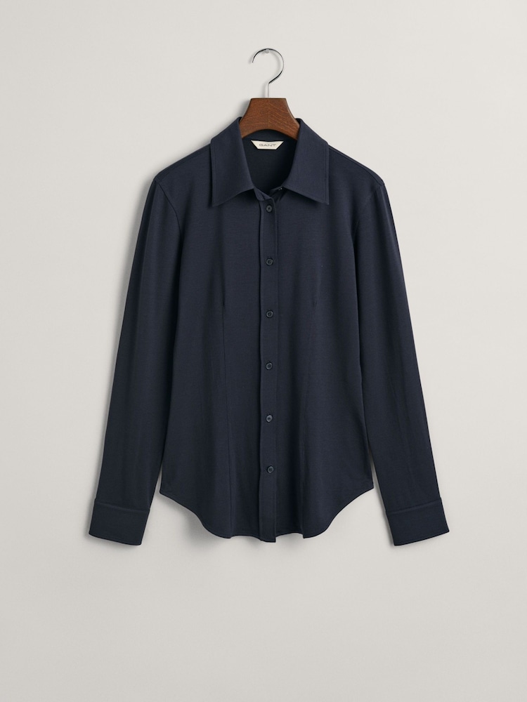 GANT Blue Slim Fit Jersey Shirt - Image 14 of 14