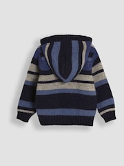 JoJo Maman Bébé Blue Striped Hooded Jumper - Image 2 of 3