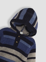 JoJo Maman Bébé Blue Striped Hooded Jumper - Image 3 of 3