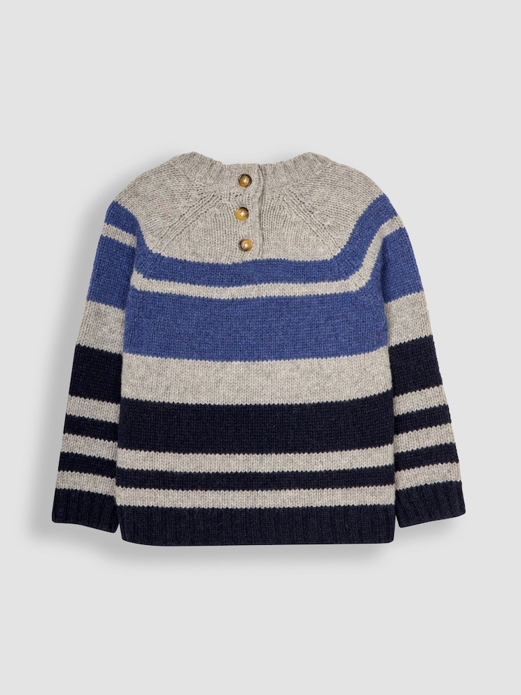 JoJo Maman Bébé Blue Striped Jumper - Image 2 of 3 JoJo Maman Bébé Blue Striped Jumper - Image 2 of 3