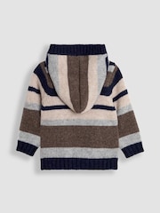 JoJo Maman Bébé Brown Striped Hooded Jumper - Image 2 of 3