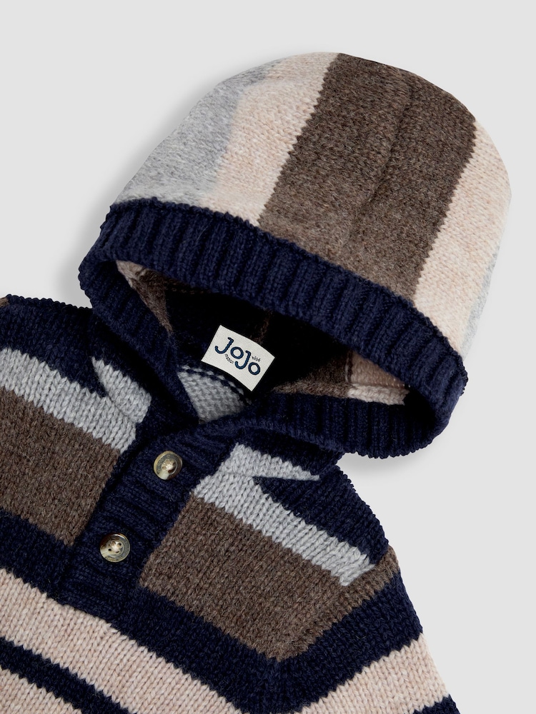 JoJo Maman Bébé Brown Striped Hooded Jumper - Image 3 of 3