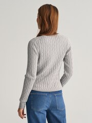 GANT Grey Stretch Cotton Cable Knit Jumper - Image 2 of 5