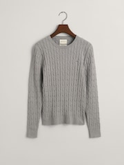GANT Grey Stretch Cotton Cable Knit Jumper - Image 5 of 5