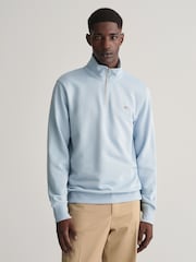 Marineblau/blau - GANT Sweatshirt mit Schildlogo und Viertelreißverschluss - Bild 1 von 5