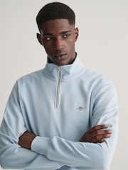 Marineblau/blau - GANT Sweatshirt mit Schildlogo und Viertelreißverschluss - Bild 4 von 5