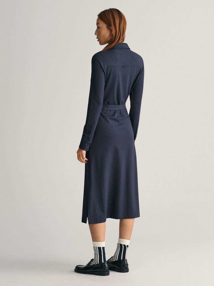 GANT Blue Fitted Jersey Shirt Dress - Image 2 of 7