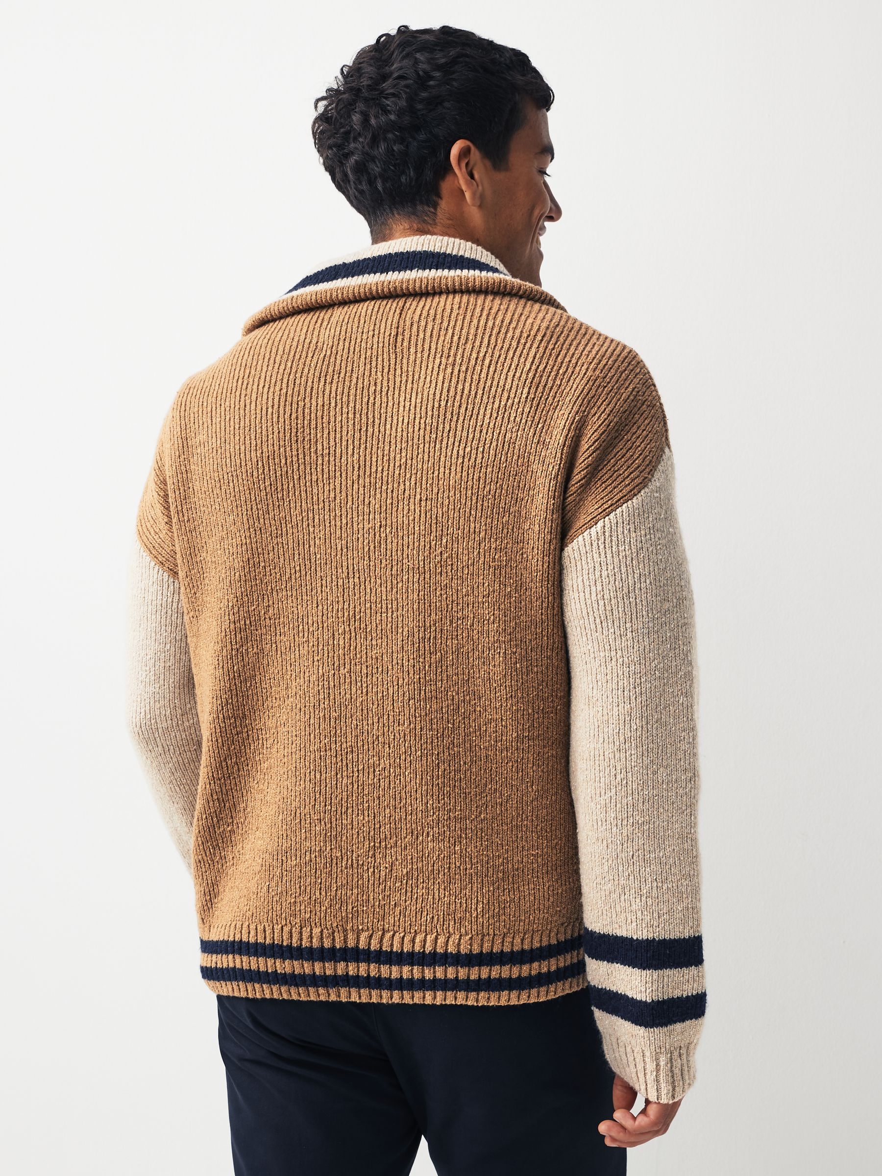 Buy GANT Natural Wool Nepps Letterman Half Zip Jumper from