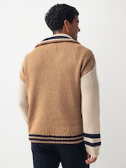 GANT Natural Wool Nepps Letterman Half Zip Jumper - Image 3 of 10