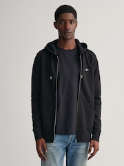 GANT Black Regular Fit Shield Zip Up Hoodie - Image 1 of 5
