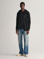 GANT Black Regular Fit Shield Zip Up Hoodie - Image 3 of 5