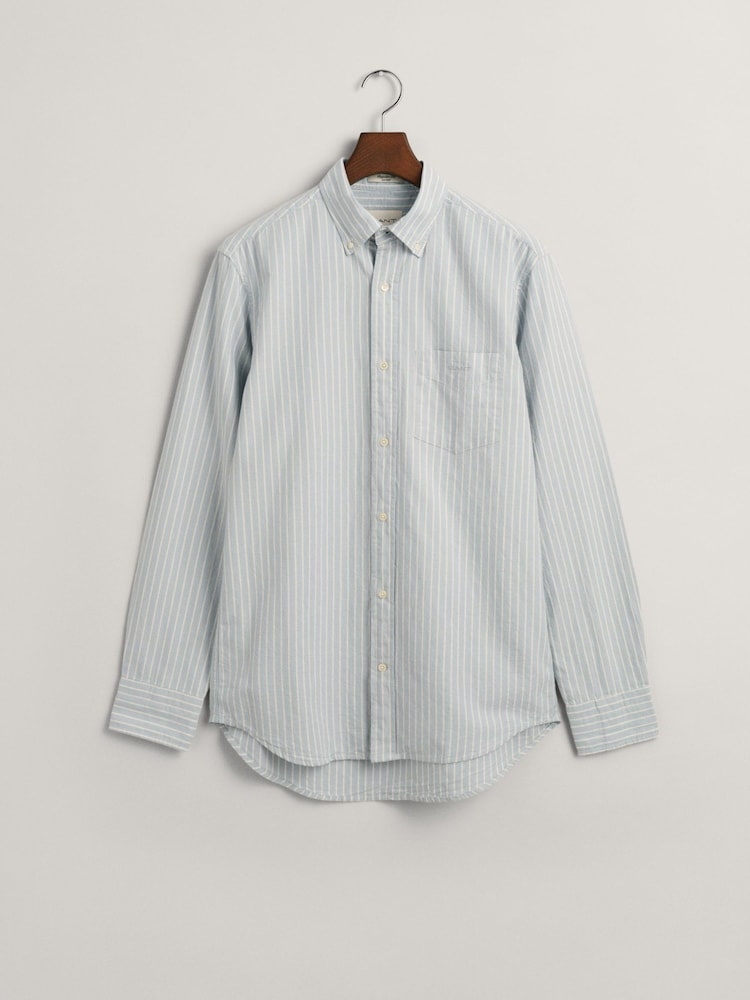 GANT Blue Regular Fit Striped Archive Oxford Shirt - Image 6 of 6