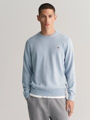 GANT Blue Classic Cotton Crew Neck Jumper - Image 1 of 5