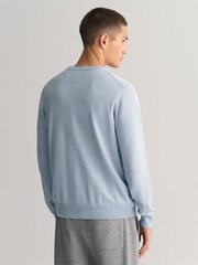 GANT Blue Classic Cotton Crew Neck Jumper - Image 2 of 5