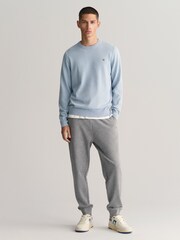 GANT Blue Classic Cotton Crew Neck Jumper - Image 3 of 5