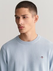 GANT Blue Classic Cotton Crew Neck Jumper - Image 4 of 5