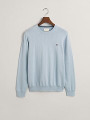 GANT Blue Classic Cotton Crew Neck Jumper - Image 5 of 5