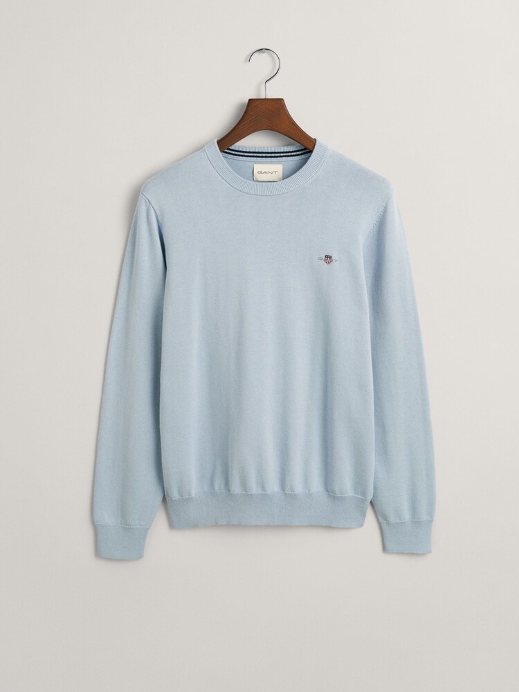 GANT Blue Classic Cotton Crew Neck Jumper - Image 5 of 5