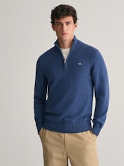 GANT Blue Casual 100% Cotton Quarter Zip Jumper - Image 1 of 5