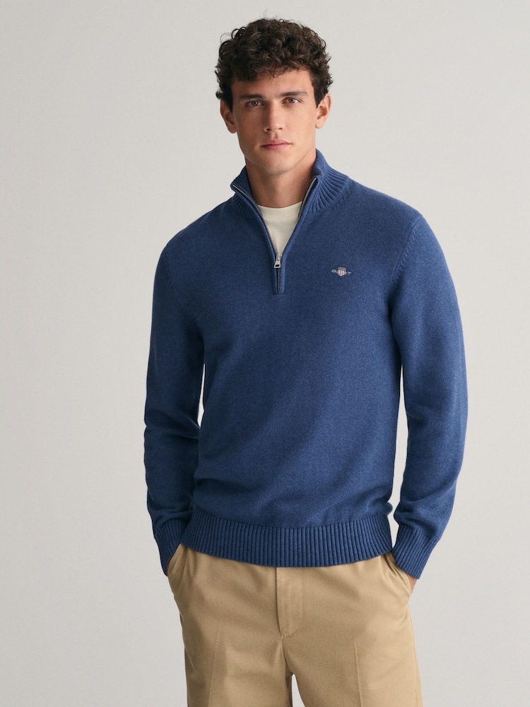 GANT Blue Casual 100% Cotton Quarter Zip Jumper - Image 1 of 5