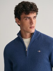 GANT Blue Casual 100% Cotton Quarter Zip Jumper - Image 4 of 5